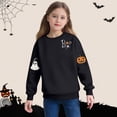 thumbnail image 2 of bbymog Halloween Kids Sweatshirts Girls Fashion Spooky Long Sleeve Sweatshirt Round Neck Pullover Top for Girls Black C 6Y, 2 of 6