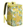 thumbnail image 1 of Yellow Lemon Print Backpack Cooler, Leakproof Insulated Lunch Bag for Tropical Trips and Summer Fun, 1 of 5
