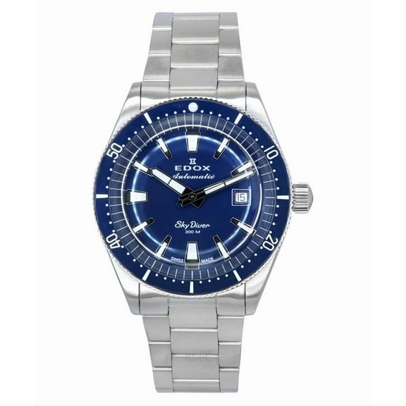Edox Skydiver Date Limited Edition Stainless Steel Blue Dial Automatic Diver's 80126 3BUM BUIN 300M Men's Watch