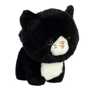 Aurora 7 in. Playful Teddy Pets Tuxedo Cat Unique Design Endless Play Stuffed Animal Plush Toy, Black