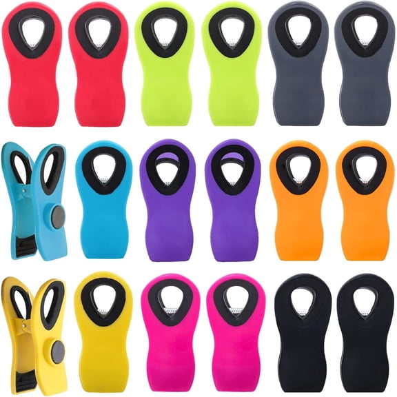 18 Pack Magnetic Bag Clips - Assorted Bright Colors for Food Storage & Fridge Organization