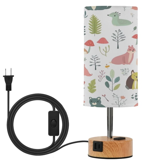 Touch Control Table Lamp with LED Bulb Bedside Lamp for Bedroom Living Room Cute Woodland Animals