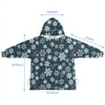 thumbnail image 7 of Dark Blue Christmas Snowflake Pattern Blanket Hoodies for Kids 6-13YR Oversize Wearable Blanket Hoodies for Boys Girls Teens, 7 of 7