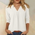 thumbnail image 3 of Mittory Women's 3/4 Sleeve V-Neck Tunic - Loose Fit Casual Blouse & Basic Tee for Summer, 3 of 7