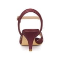 thumbnail image 2 of BLISSFUL STEP Women's Shoes Kitten Heel Open Toe Cross Straps Adjustable Ankle Strap Sandals Burgundy 6.5, 2 of 8