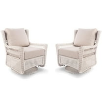 Krikacy Patio Rattan Swivel Rocking Chair Set of 2,All-Weather HDPE Wicker,for Porch Deck,Beige