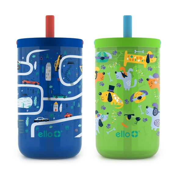 Juego de vasos Ello Bop, paquete de 2 unidades, 350 ml, para niños con asa de transporte, sin BPA