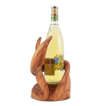 Wooden Handmade Wine Rack Bottle Holder Free Standing Dolphin Fish Wood Rustic Hand Carved Home Decor Accent Decoration Gift Bar Art Handcrafted