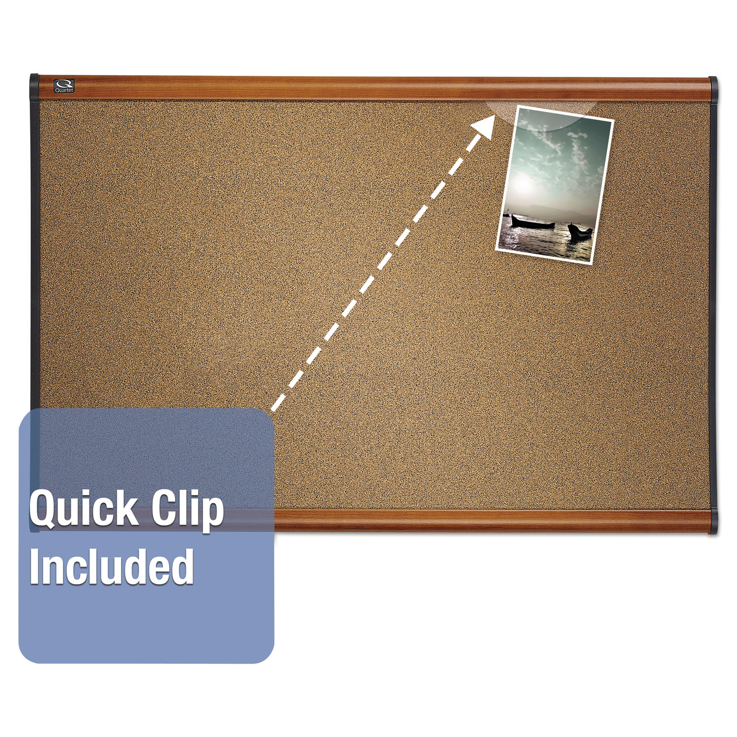 Quartet Prestige Bulletin Board, Brown Graphite-Blend Surface, 36" x 24", Cherry Wood Frame, Easy Installation