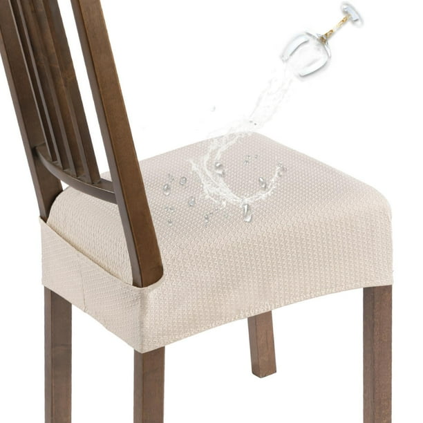 Juego de 4 fundas para sillas de comedor, impermeables y lavables, color beige