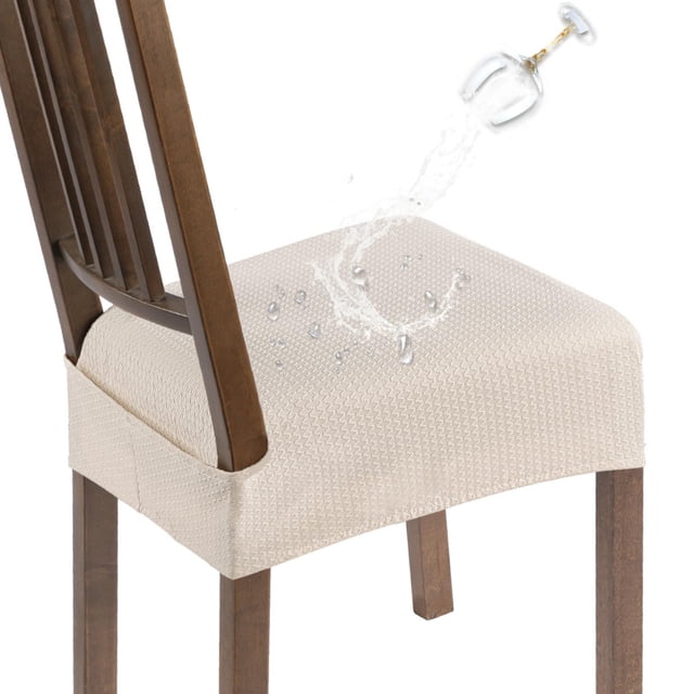 Juego de 6 fundas impermeables para asiento de silla de comedor en beige