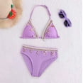 thumbnail image 2 of Shadoumai Girls Swimsuits Size 10-12 Ruffle Bikini Top Drawstring Tankini Sets 2pcs Cut Out Ruffle Bathing Suit, 2 of 8