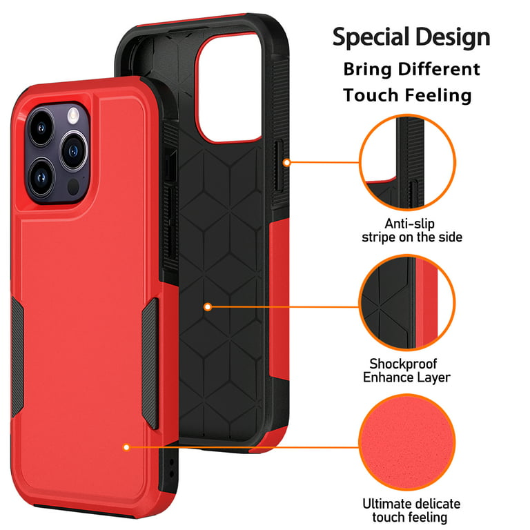 NIFFPD iPhone 14 Pro Max Case, Heavy Duty Hard Shockproof Protective Phone  Case for iPhone 14 Pro Max 6.7 Red+Black