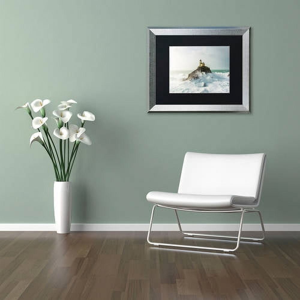 Trademark Fine Art "Haunted Lighthouse in the Storm" Canvas Art by Mathieu Rivrin, Black Matte, Silver Frame