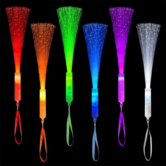 NOGIS 6 Pack Glow Sticks Toys Party Favors Supplies for Kids, Light Up Fiber Optic Wand Sparklers Fireworks Sticks, Neon Accessories Decorations for Wedding,Birthday,Camping (Random Color)