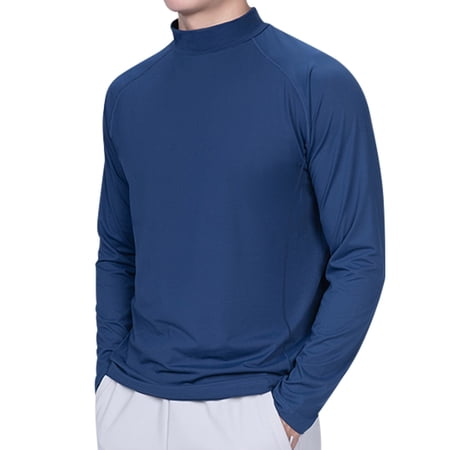 ZCFZJW Big and Tall Regular Fit Athletic T-Shirts for Men Lightweight Casual Long Sleeve Crewneck Basic Solid Color Pullover Sweatshirts Tops Blue XL