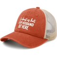 thumbnail image 2 of It's Almost As Hot As My Husband Hats for Womens Fashion Washed Distressed Baseball Cap,Saffron, 2 of 9