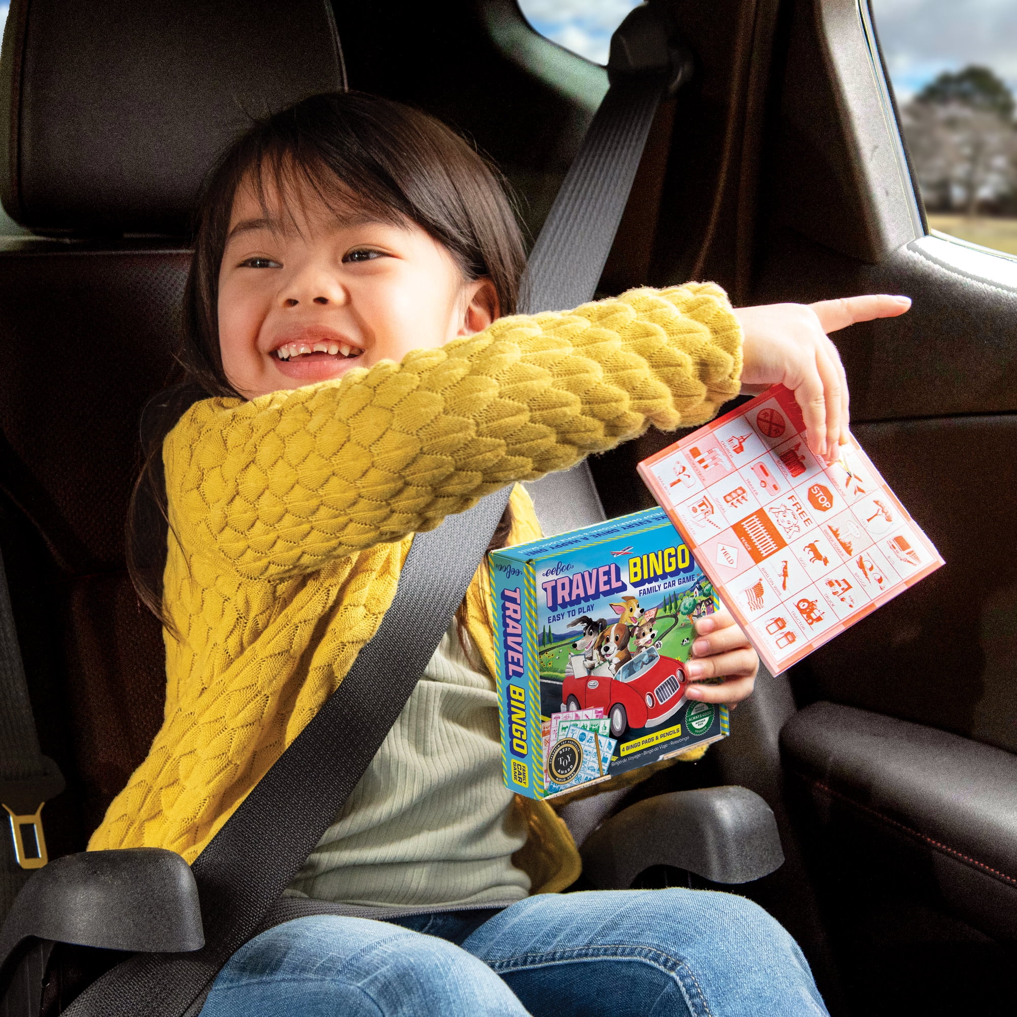 eeBoo Travel Bingo For Kids, Car Game With 4 Pads & Pencils, Ages 4+ - Reinforces Observation & Recognition Skills, Builds Focus & Grows Awareness