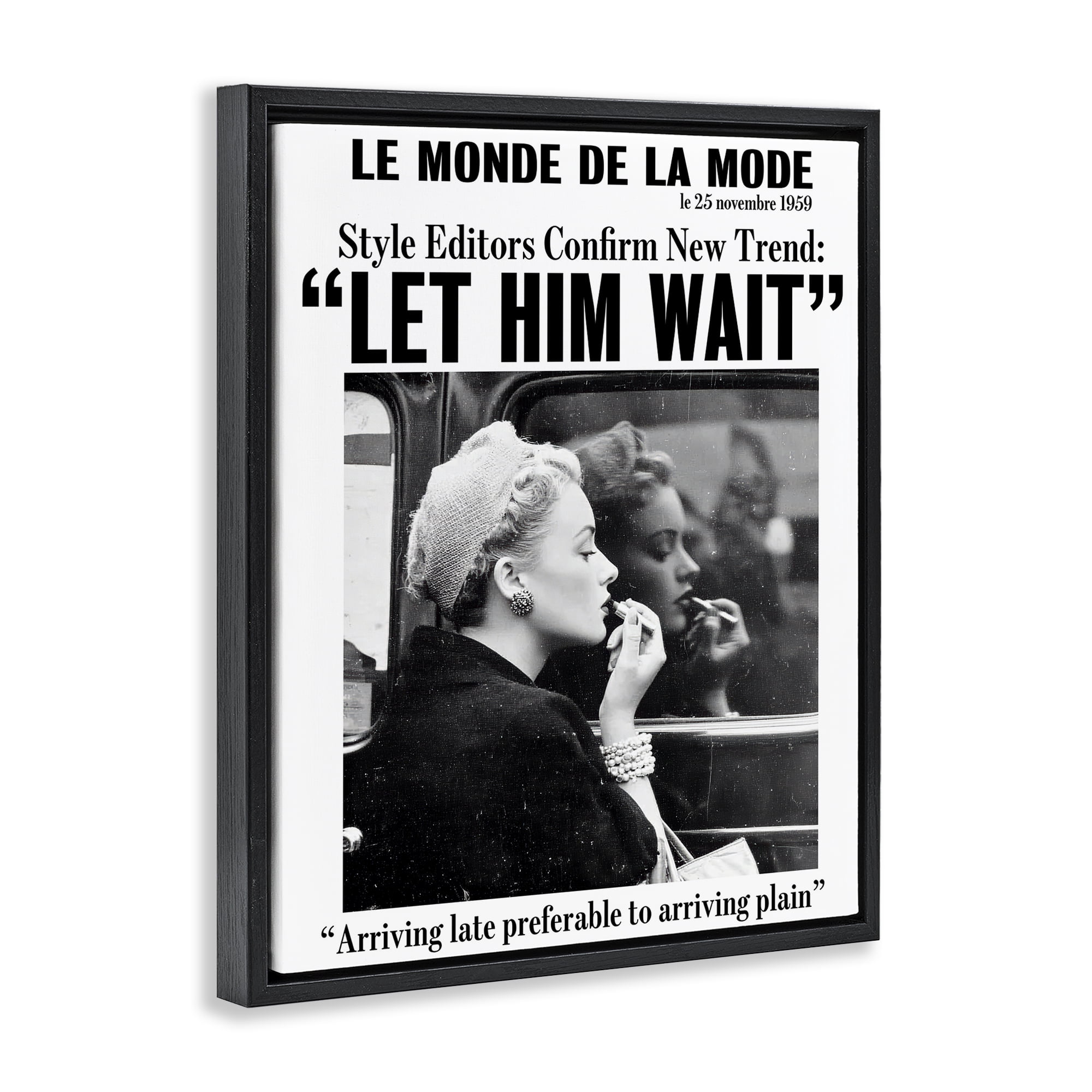 Stupell Industries Let Him Wait Advice Black Framed Floater Canvas Wall Art, design by Annabelle Hall