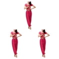 thumbnail image 1 of Minnieouse Lady Indian Belly Dance Pants Dancing Lace-up Back Top Costume Set Sexy Adult Ladies Bellydance Performance Rose Type1 NO1, 1 of 6