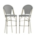 thumbnail image 2 of BizChair Set of 2 Stackable Indoor/Outdoor Bistro 30" High Barstools, Commercial Grade, Black/White and Light Bamboo Finish, 2 of 12