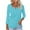 Blue, variant on Women's 3/4 Length Sleeve Tops Square V Notched Neck Shirts Solid Color Casual Blouses