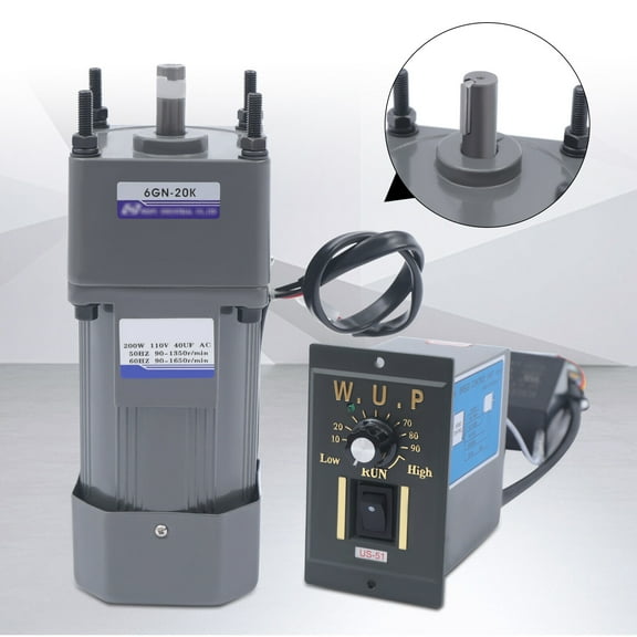 200W 110V AC Gear Motor Electric Variable with Speed Controller Single-Phase 20K