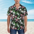 thumbnail image 2 of Fotbe Lilies Flowers Hawaiian Shirt for Men Unisex Summer Beach Casual Short Sleeve Cotton Linen Button Down Shirts-Large, 2 of 5