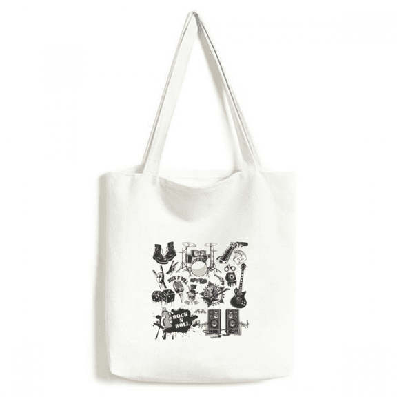 Music Instruments Combination Illustrate Pattern Tote Canvas Bag Shopping Satchel Casual Handbag
