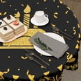 thumbnail image 4 of Happy Birthday Round Tablecloth 60 Inch Black Gold Birthday Cake Flags Ribbon Balloons Gifts Decorative Table Cloth Polyester Table Cover for Birthday Party Kitchen Dining Room Outdoor Home Decor, 4 of 6
