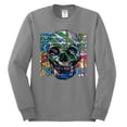thumbnail image 2 of Wild Bobby, Colorful Abstract Skull Face Streetwear Mens Long Sleeve Shirt, Heather Grey, 3XL, 2 of 3