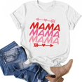 thumbnail image 4 of Top casual de manga corta con cuello redondo y estampado de letras en color sólido para el día de la madre de primavera y verano para mujer OAVQHLG3B Store  lin121212, 4 of 5