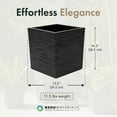 thumbnail image 4 of Tierra Verde 14" Citadel Serenity Planter, Self Watering Square Design, Black, 4 of 12