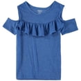 thumbnail image 2 of French Toast Girls 4-16 Ruffle Front Cold Shoulder Top Black 7/8, 2 of 2