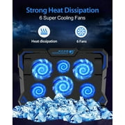 COOLCOLD 15.6-17.3 Laptop Cooling Pad with 6 Quiet Fans 2 USB Port- Laptop Cooler for Notebook Gaming Fan Stable Stand - Portable Ultra Slim Laptop Cooling Pad - Switch Control Fan Speed Function
