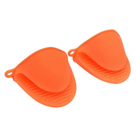 

2Pcs Mini Oven Mitts Silicone Gloves Kitchen Hot oven Mitts Heat Resistant Pot Holders Cute Oven Mitts for Cooking & Protector Orange
