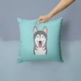 thumbnail image 2 of Checkerboard Blue Alaskan Malamute Fabric Decorative Pillow, 2 of 4