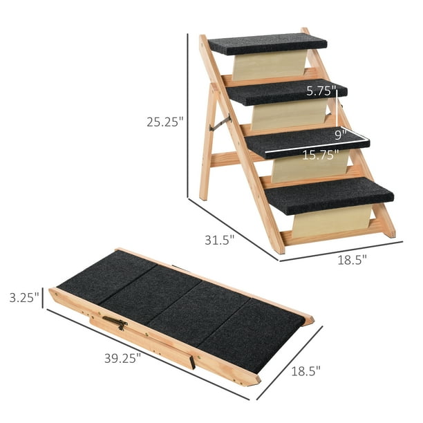 Rampe pour chien et chat - Escalier pour voiture/lit/canapé pliable en bois  Petwalk - Rampe d