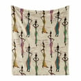 thumbnail image 1 of African Soft Flannel Fleece Throw Blanket, Vintage Ladies in Local Traditional Dress with Jugs on the Heads Artwork, Cozy Plush for Indoor and Outdoor Use, 50" x 70", Multicolor, by Ambesonne, 1 of 6