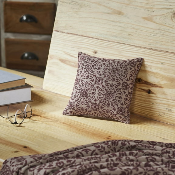 VHC Brands Custom House Burgundy Tan Jacquard Pillow 9x9