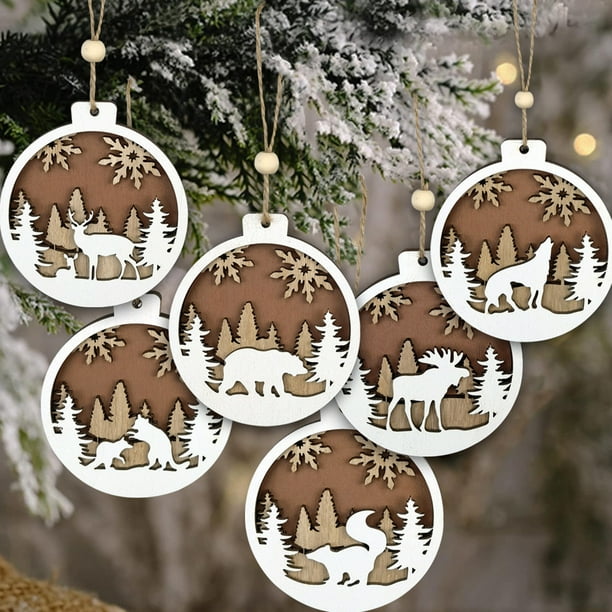 onlyliua Oferta Por Tiempo Limitado Colgantes de Árbol de Navidad Animales Tallados Manualidades Madera Perchas Navideñas