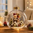thumbnail image 4 of MYUNNIL Christmas Santa Snow Globe Ornaments, 4" Mini Clear Christmas Themed Hanging Ball Decoration with Built-In Warm LED Light, Cute Waterproof Seasonal Pendant for Tree Home Decor, 4 of 9