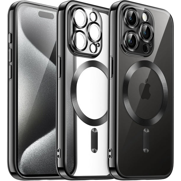 Supershield iPhone 15 Pro Coque pour Luxe Sans Fil Magsafe Magnétique de Charge Électrodéposition Housse iPhone 15 Pro - Noir