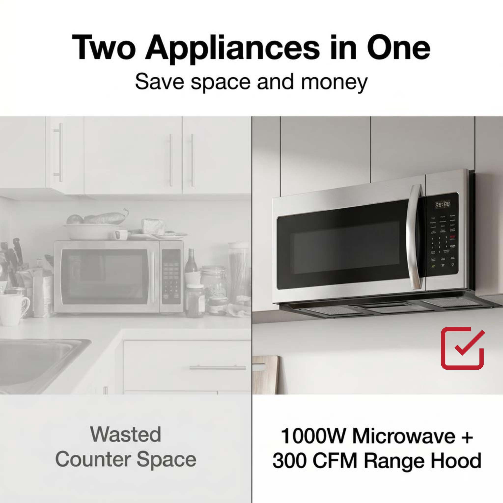 Magnavox 1.7 cu ft 1000 Watt 300 CFM Over the Range Microwave Oven, LED Display  Child Lock, Stainless Steel