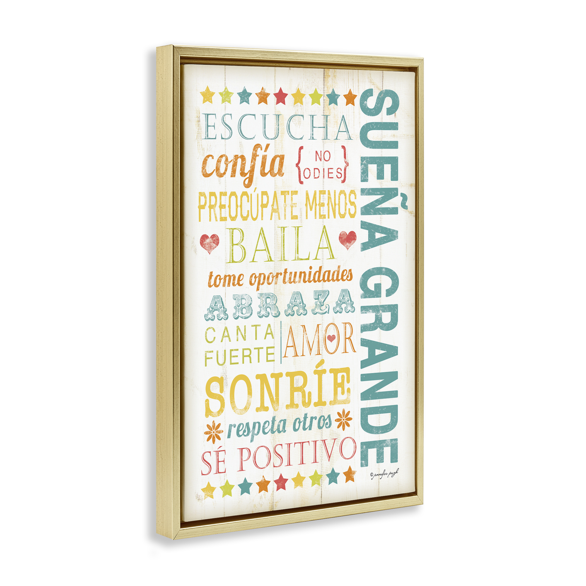 Stupell Industries Sueña Grande Frases Positivas Inspirational Quotes & Sayings Painting Gold Floater Framed Art Print Wall Art, 21 x 31