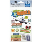 Paper House 3D Stickers 4.5"X7.5" -World Travel
