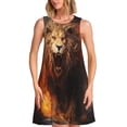 thumbnail image 1 of Balery Cool Fire Lion Vestidos de verano para mujer con estampado: vestido holgado sin mangas, vestido playero informal y cómodo para días calurosos., 1 of 7