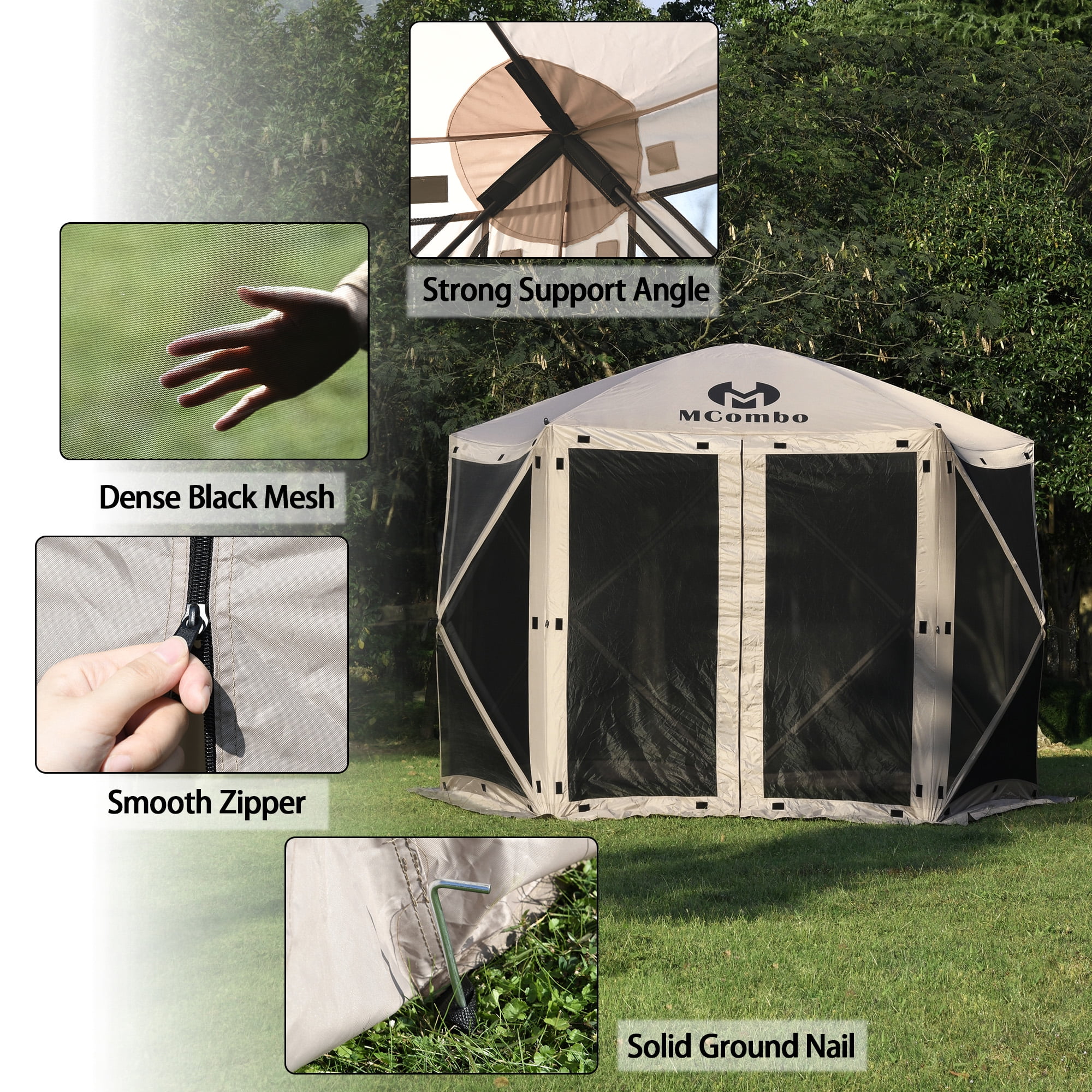 Mcombo 5-Sided Gazebo Portable Pop Up Tent Canopy, Shelter Hub Screen Tent for Outdoor Party (5-7 Persons), 1024-5PC