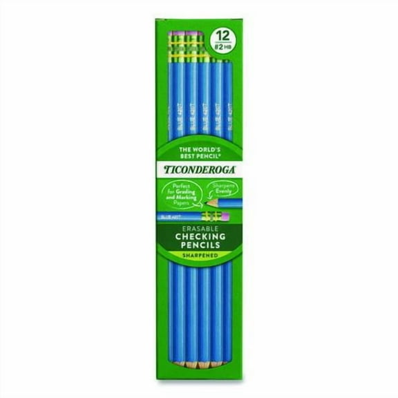 Erasable Colored Pencils, 2.6 mm, 2B (#2), Blue Lead, Blue Barrel, 12/Pack | Bundle of 2