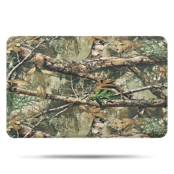 Forest Camo Branches Leaves Pattern Bathroom Rugs Mat,Non Slip Microfiber Bathroom Rug,Rubber Backing,Soft Bathroom Mats for Bathroom Floor,Tub and Shower,17x27in(43x68cm)